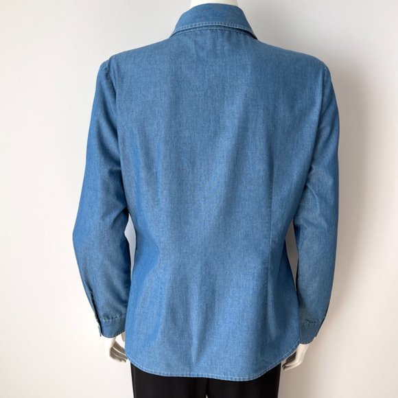 J. McLaughlin Chambray Button Front Long Sleeve Shirt - Picture 6 of 10